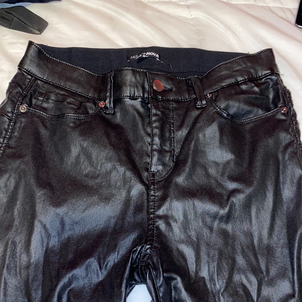 Fashion nova leather pants black